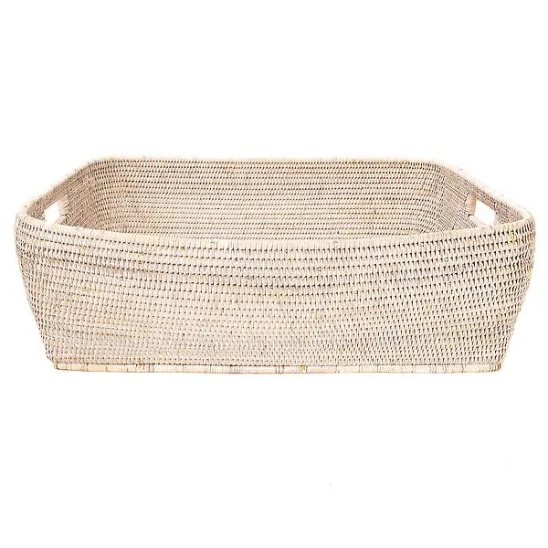 Artifacts Trading Company Rattan Oblong Storage Basket White Wash