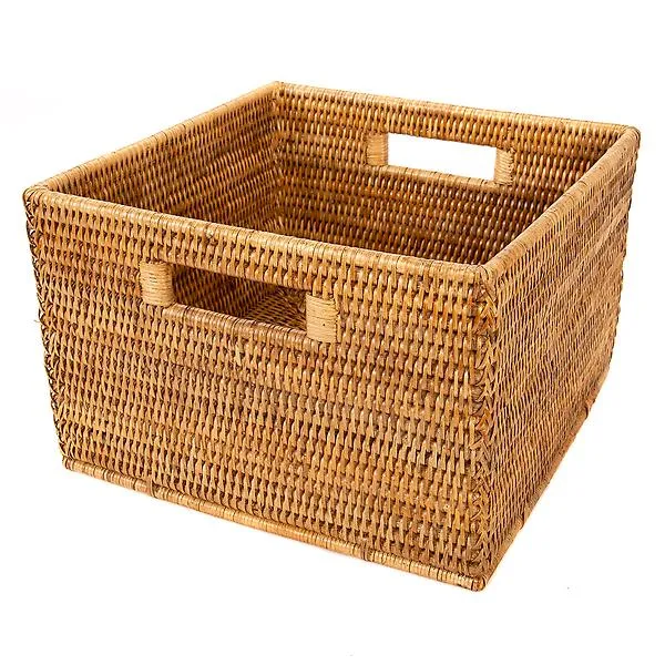Artifacts Trading Company Rattan Square Storage Basket Honey Brown