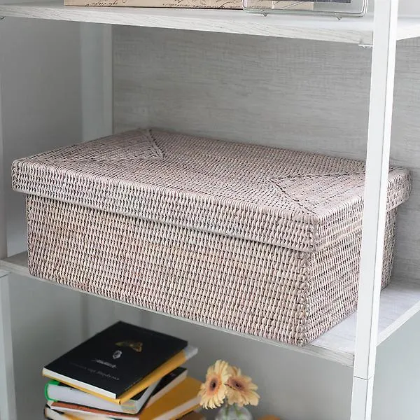 Artifacts Trading Company Rattan Storage Box White Wash