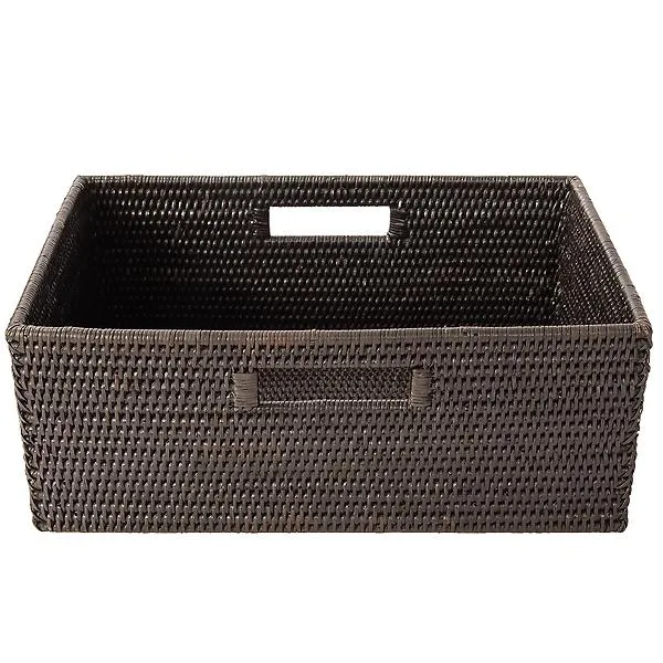 Artifacts Trading Company Rectangular Basket, Handles Tudor Black