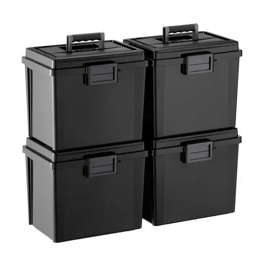Case/4 Weathertight Portable File Totes Black