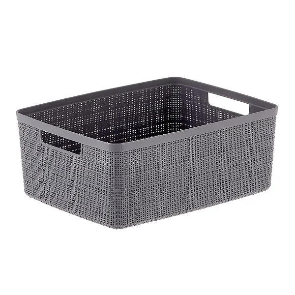 Curver Medium Jute Plastic Bin Dark Grey