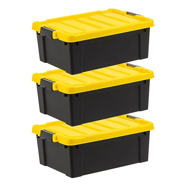 Iris 11.75 Gallon Store-It-All Tote Black Set of 3