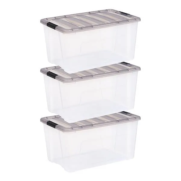 Iris 72 QT Stack and Pull Tote Clear Set of 3