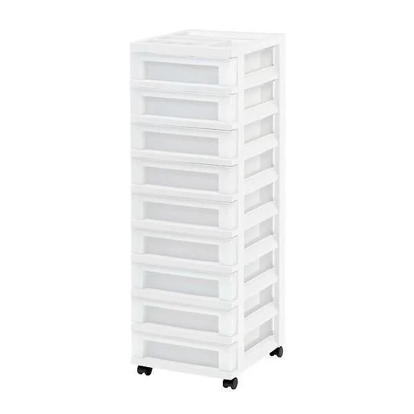 Iris 9 Drawers Medium Cart White