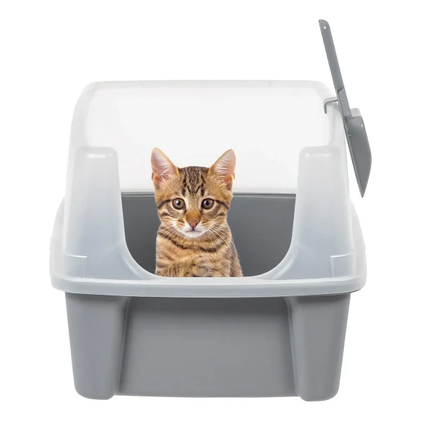 Iris Cat Litter Box Half Hood with Scoop