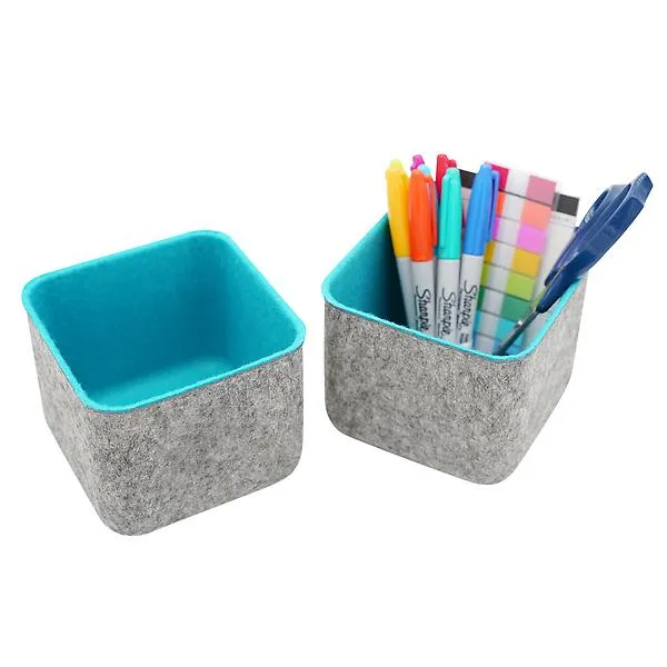 Welaxy Felt Organizer Bins Turquoise Pkg/2