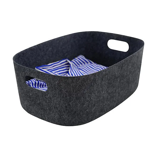Welaxy Large Basket With Handles Charcoal