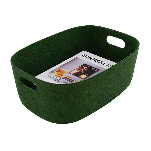 Welaxy Large Felt Basket With Handles Forest Green